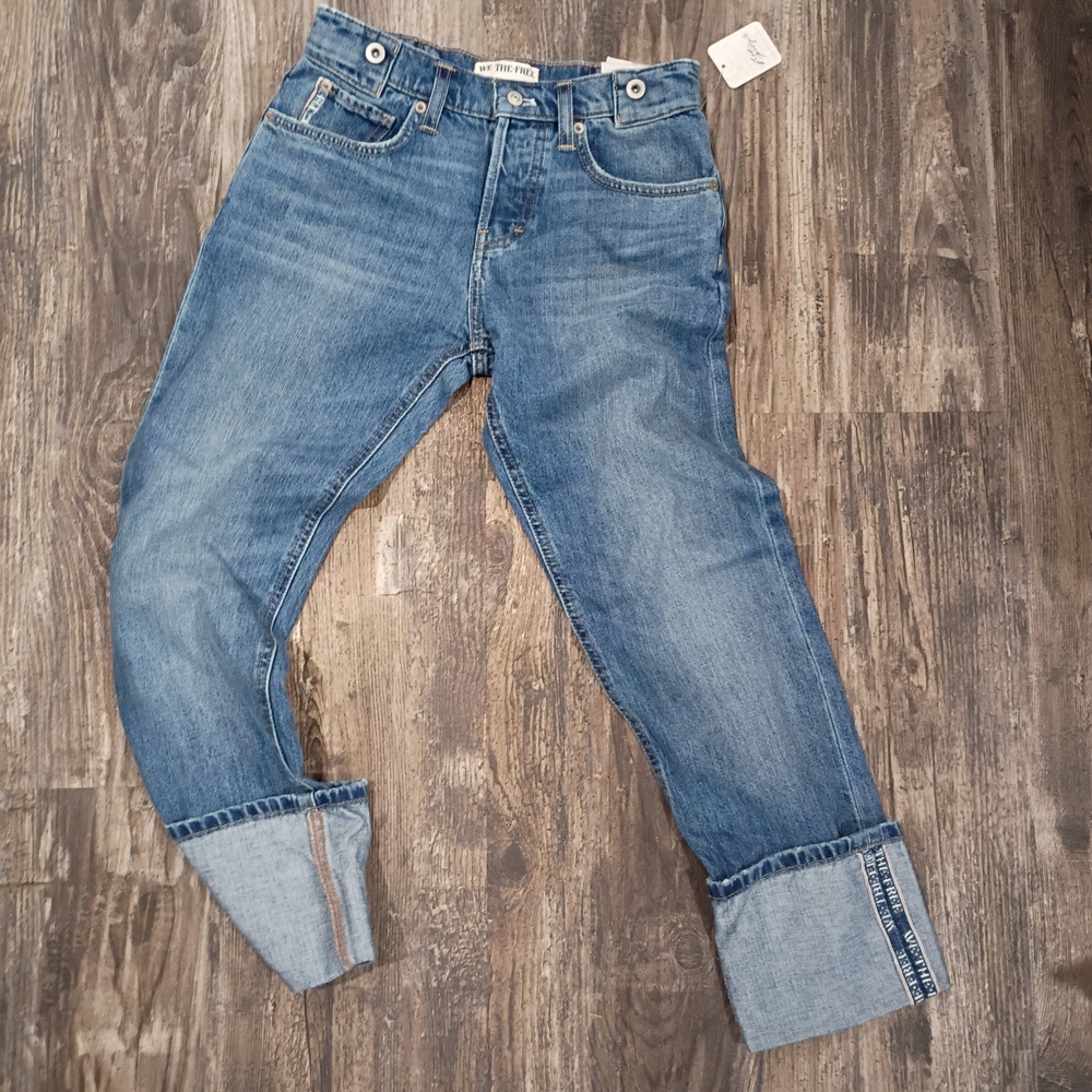 We The Free People Blue Slim Women's Size 24 Button Fly Denim Cropped Jeans New
